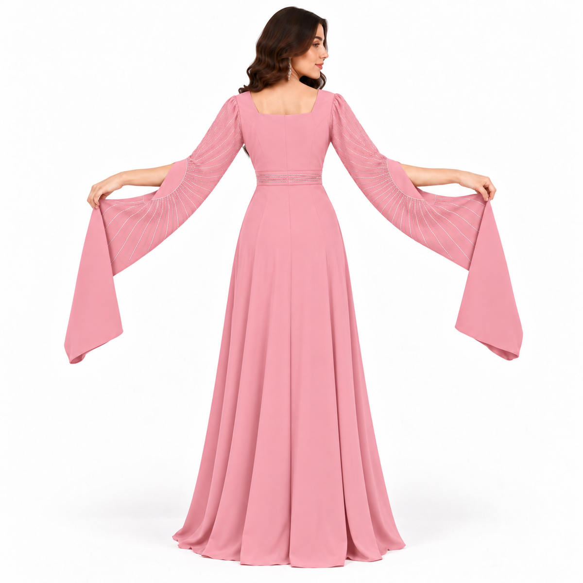 Elegant Blush Pink Embellished Moroccan Kaftan