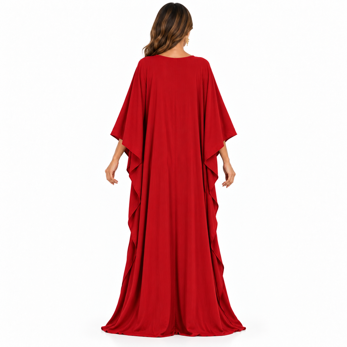 Red Lace-Up Flowing Baju Kaftan
