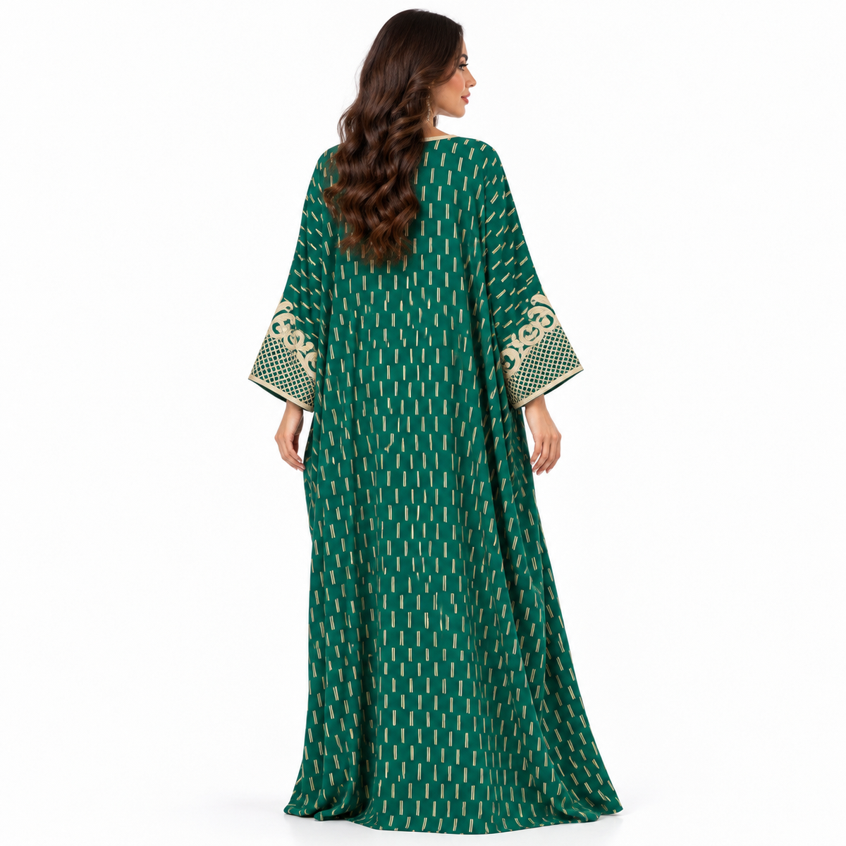 Emerald Green Embroidered Plus Size Kaftan