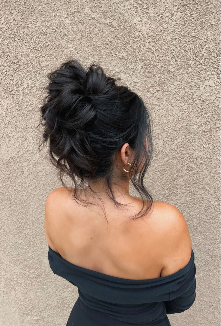 Black Messy Bun Hair Piece Wavy