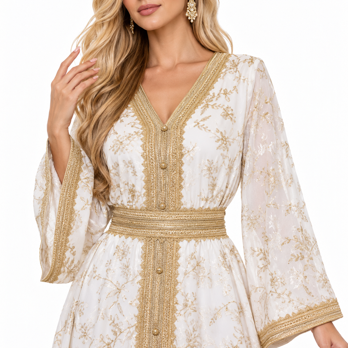 Elegant Gold Embroidered Luxury Gamis Kaftan
