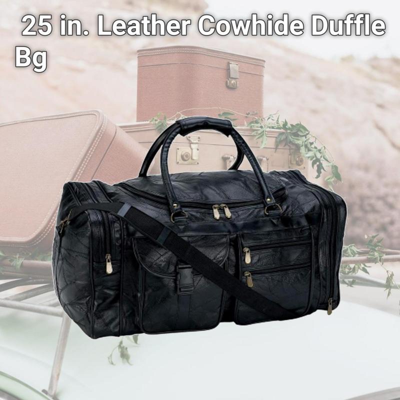25 in. Leather Cowhide Duffle Bag