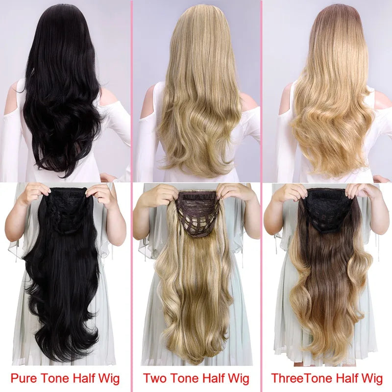 Synthetic Wavy Ombre Blonde Clip Extension