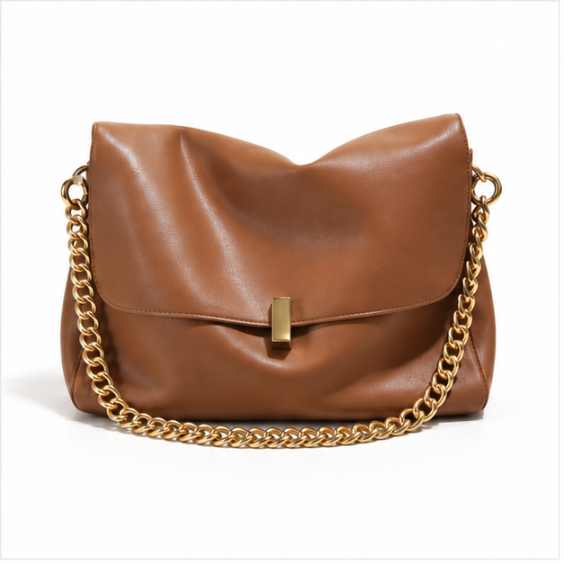 Elegant Coffee Chain Shoulder Handbag