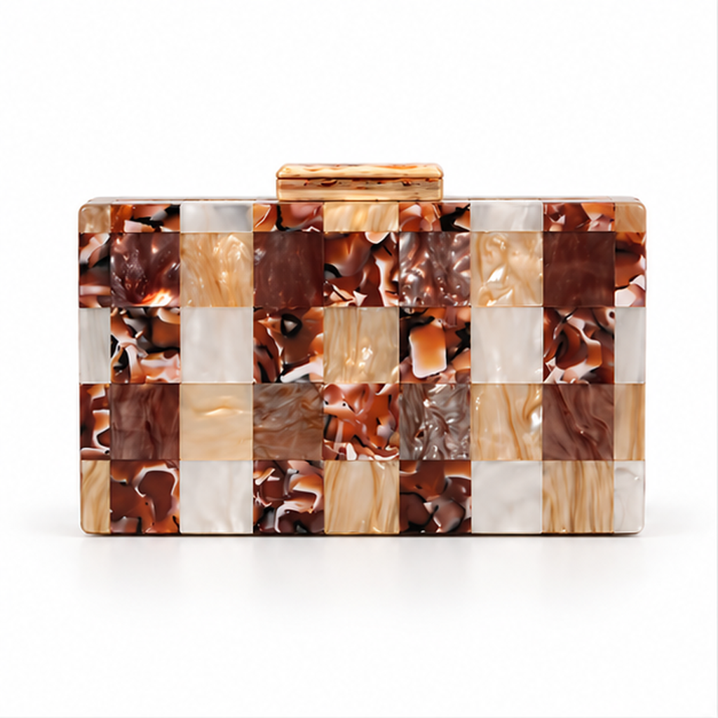 Marble Mosaic Structured Evening Clutch Bag