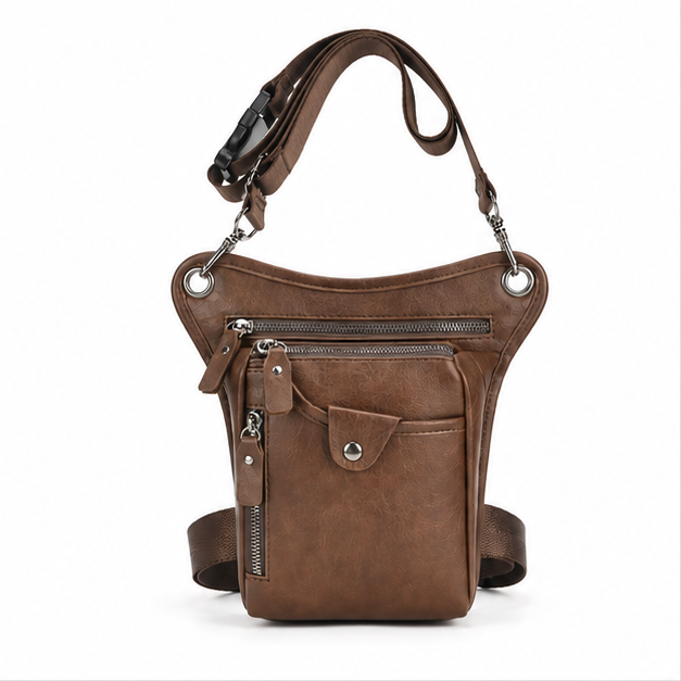 Dark Brown Multi-Pocket Crossbody Sling Bag