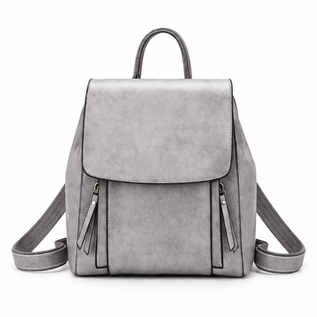 Elegant Grey Adjustable Flap Backpack