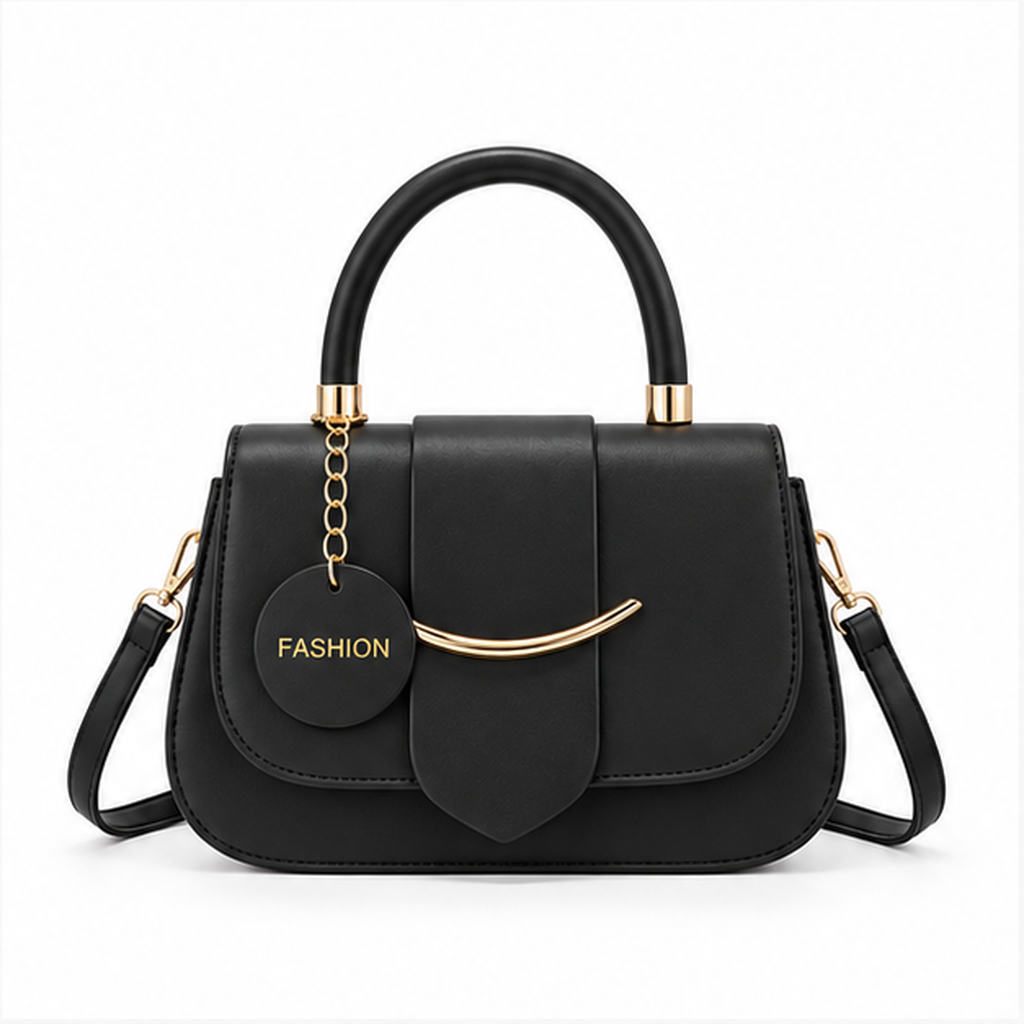 Elegant Black Structured Top Handle Handbag