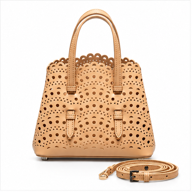 Apricot Laser Cut Structured Tote Bag