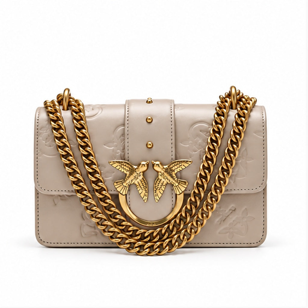 Elegant Apricot Bird Chain Shoulder Bag