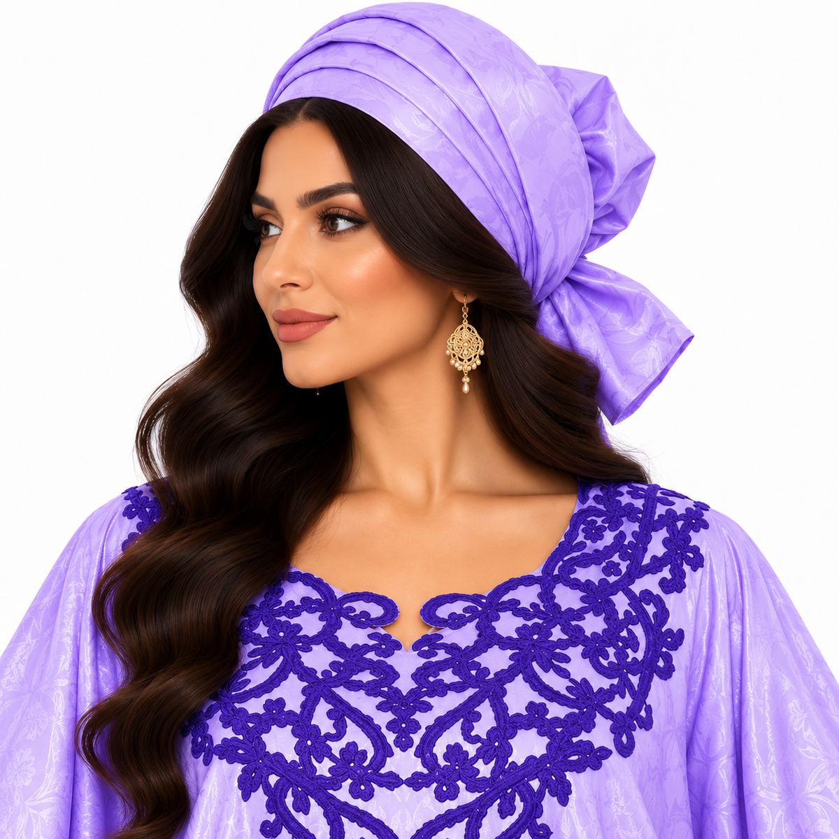 Lavender Purple Embroidered Luxury Baju Kaftan