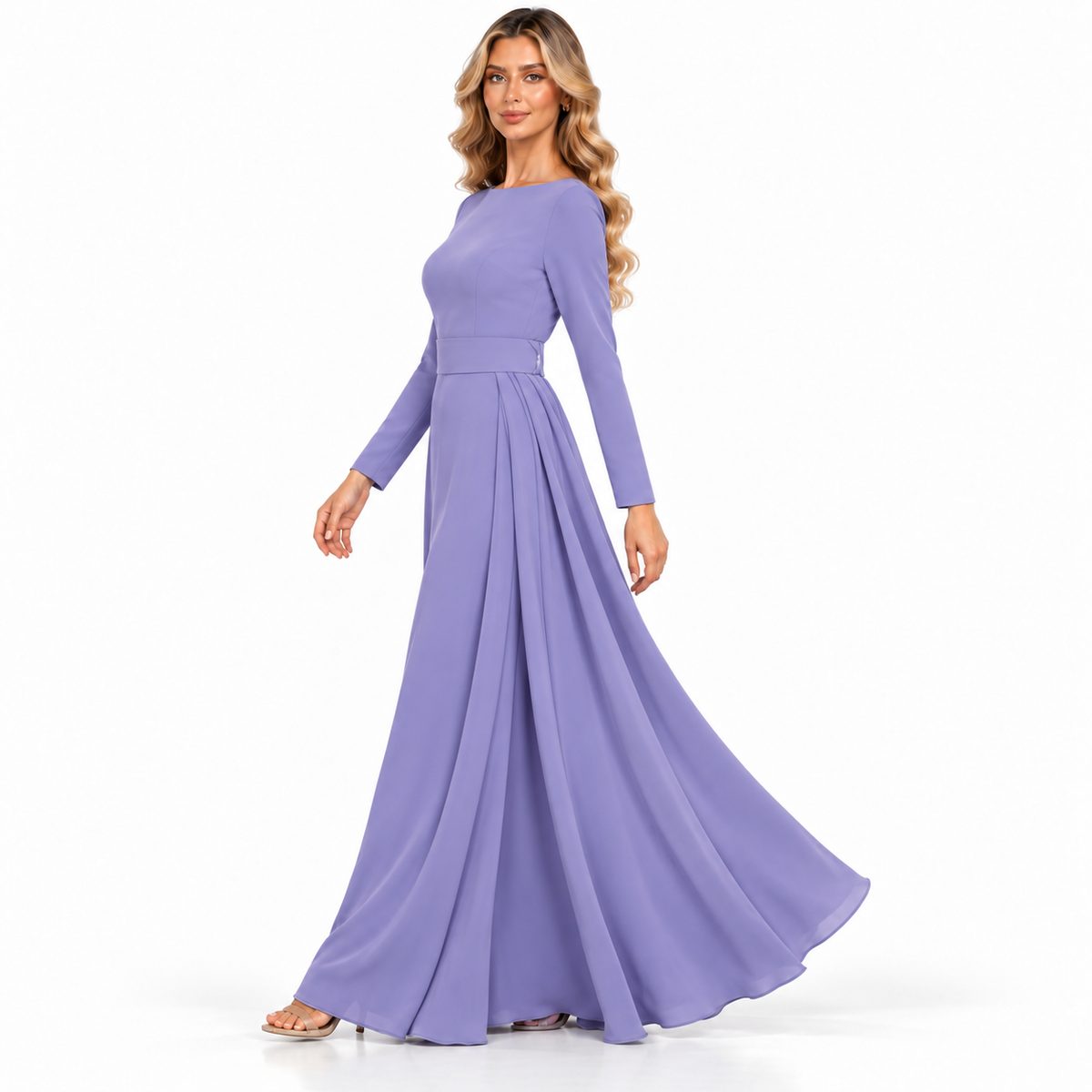 Elegant Lavender Maxi Dress Modern Kaftan