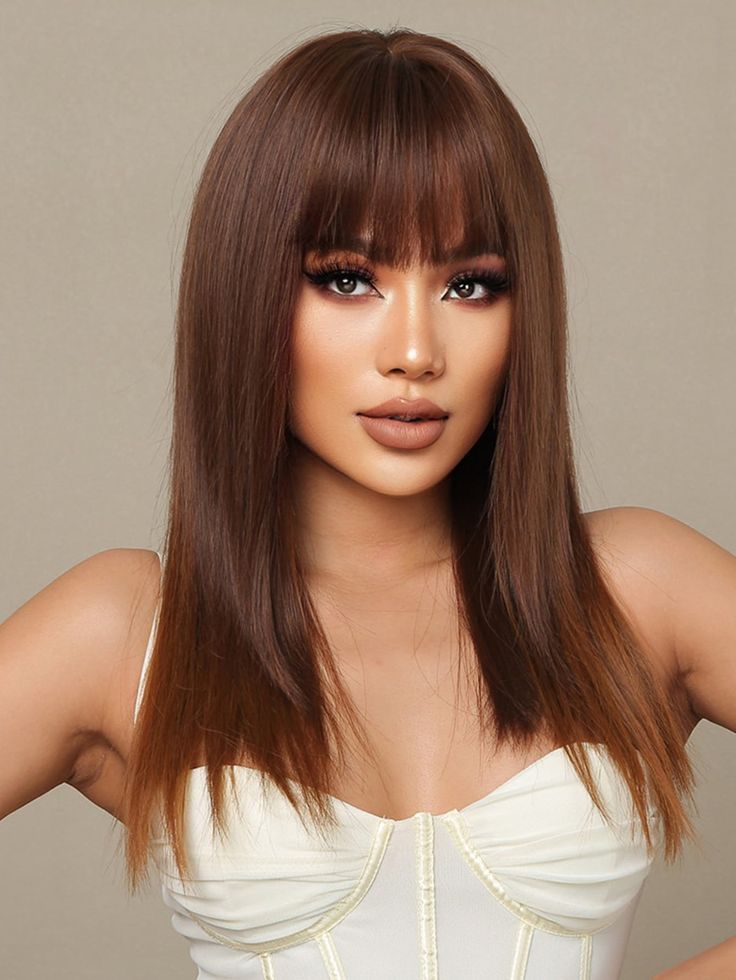 Mocha Brown Human Hair Bangs Side Fringe for Women