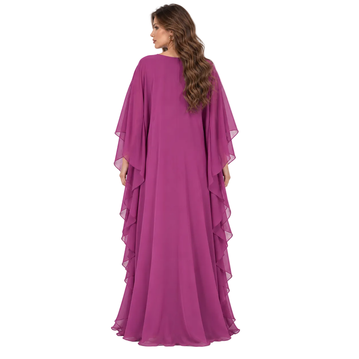 Purple Embellished Chiffon Evening Elegant Kaftan