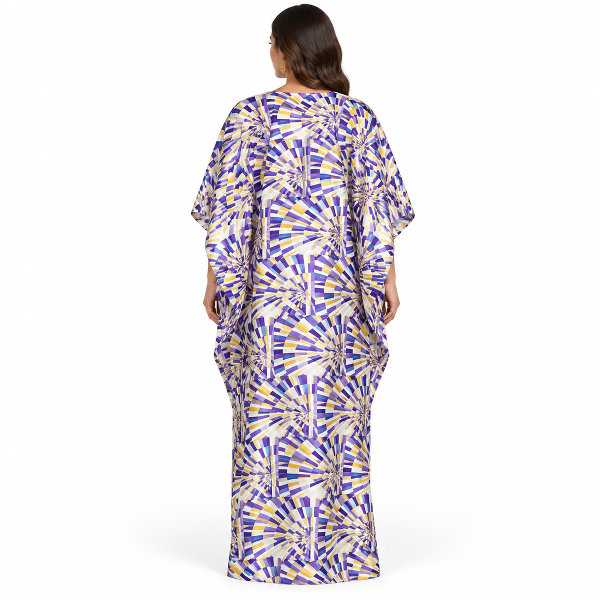 Purple Gold Geometric Sequin Baju Kaftan