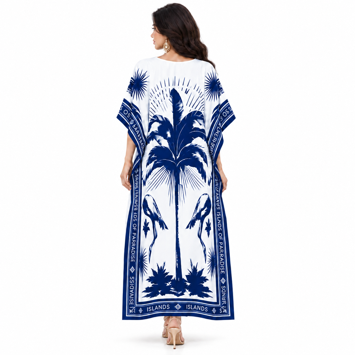Deep Blue Printed Women’s Baju Kaftan