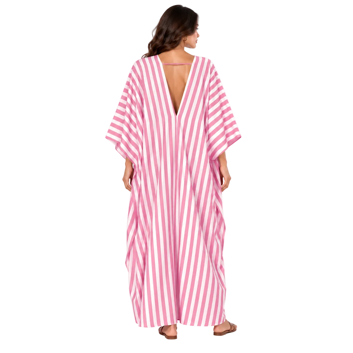 Pink Batwing Sleeve Plus Size Kaftan