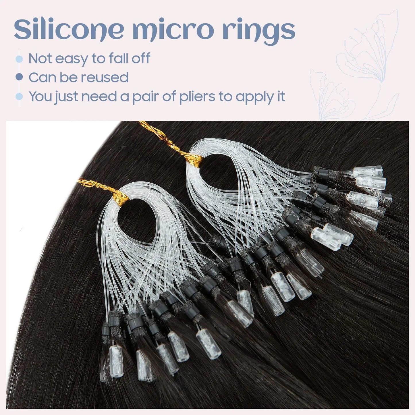 Micro Ring Hair Extensions Natural Black