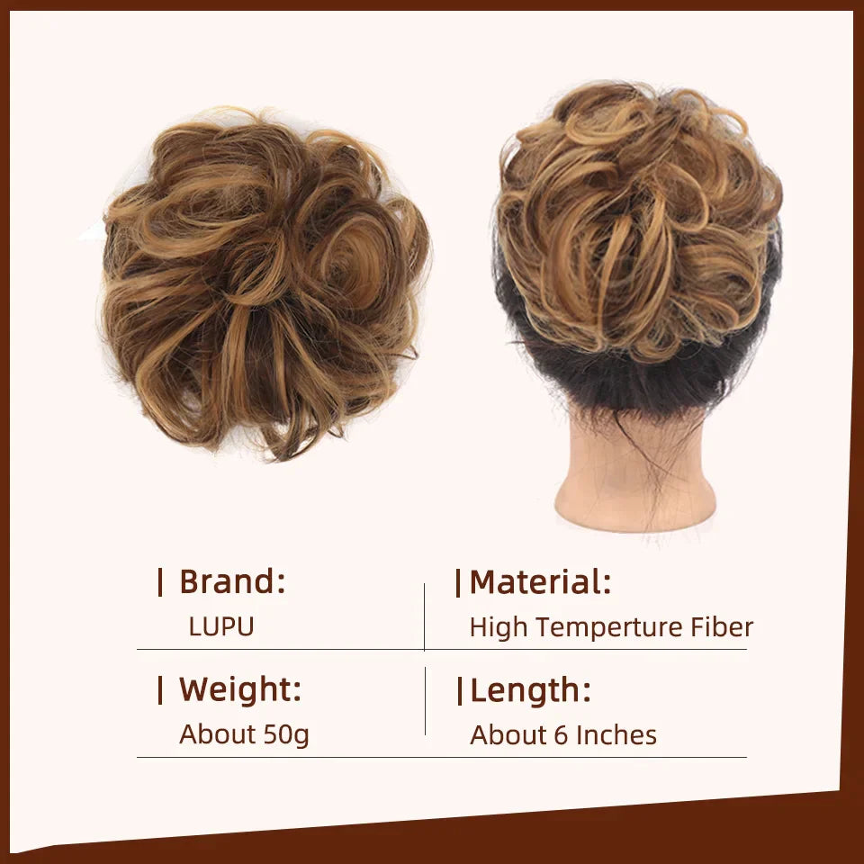Black Messy Bun Hair Piece Wavy