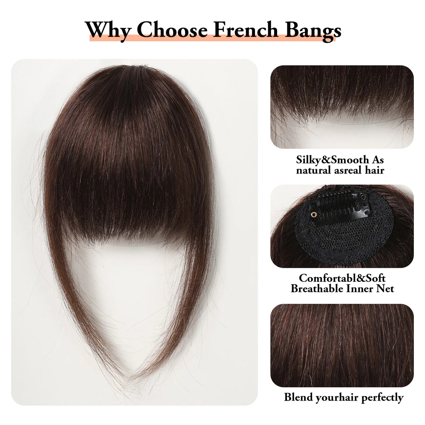 Mocha Brown Human Hair Bangs