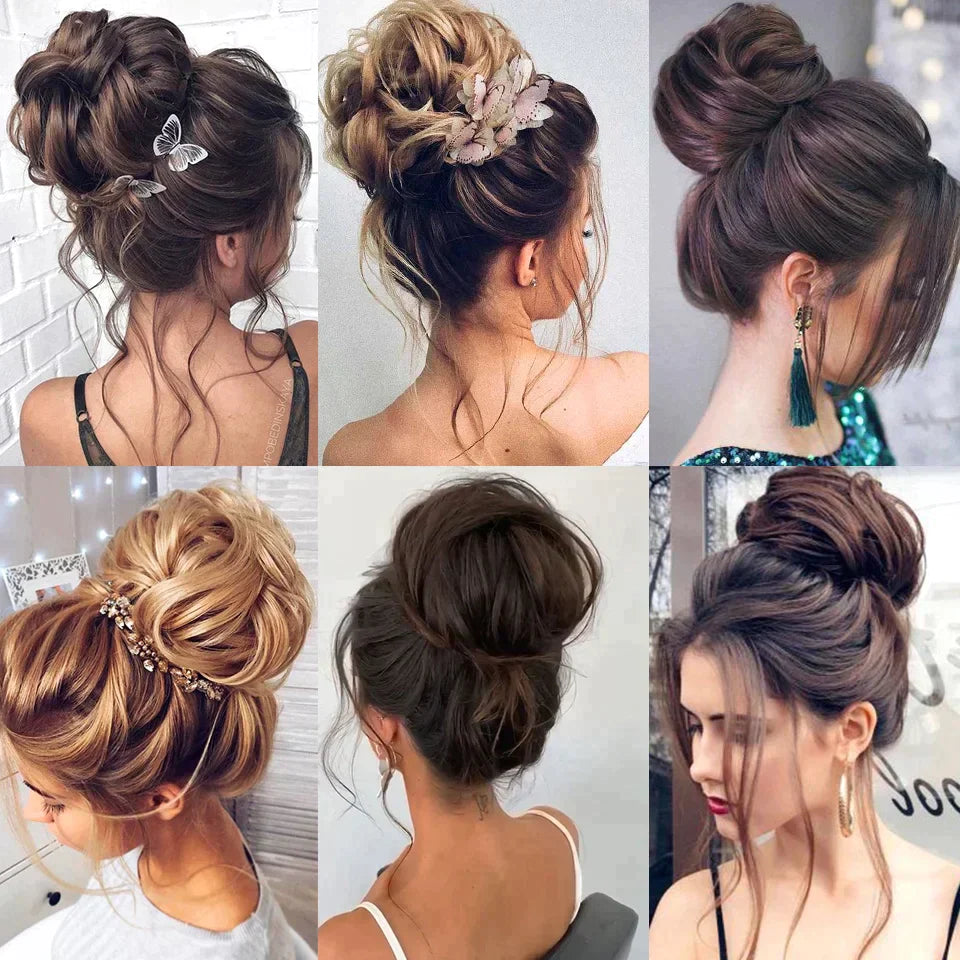 Auburn Messy Bun Hair Piece Wavy