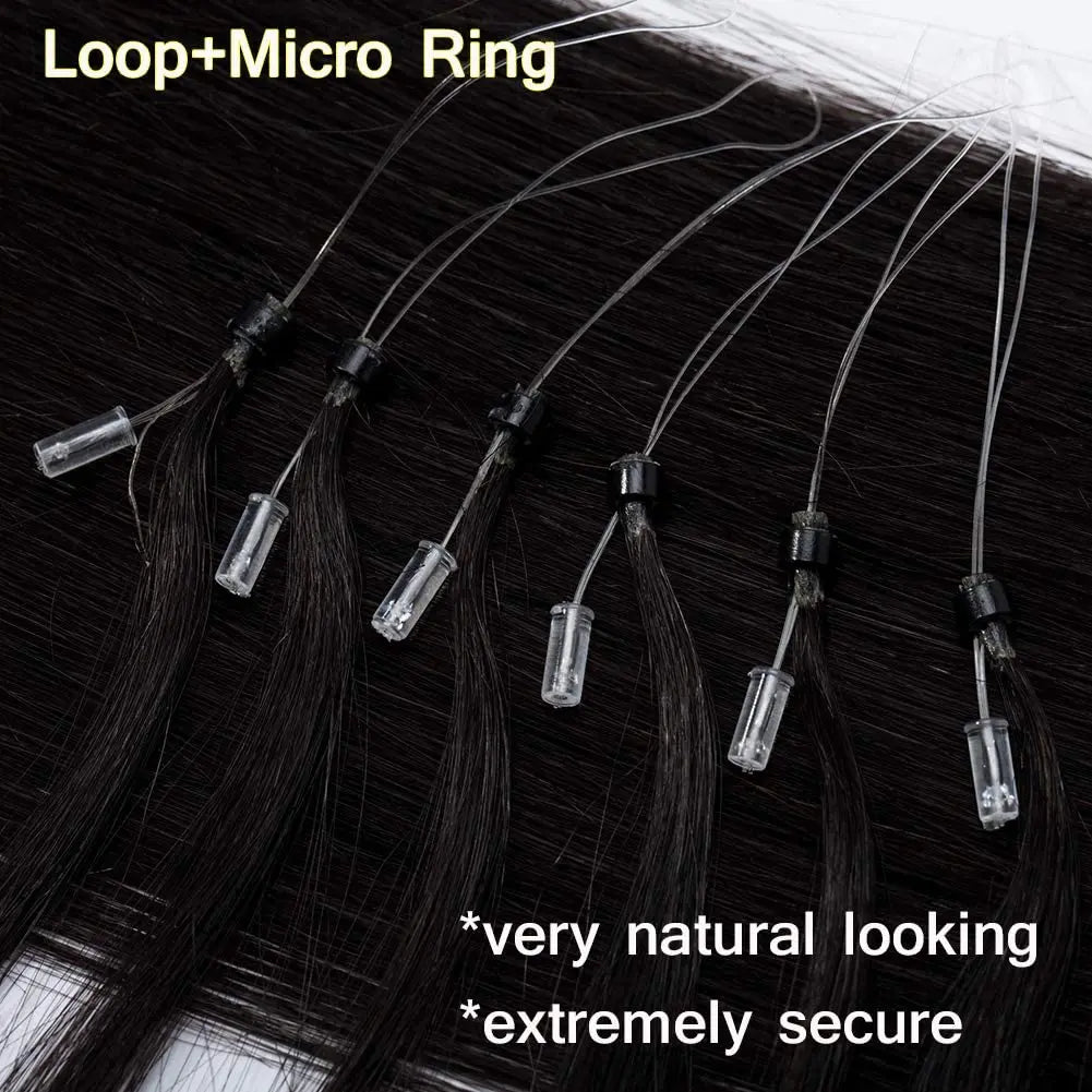 Micro Ring Hair Extensions Natural Black