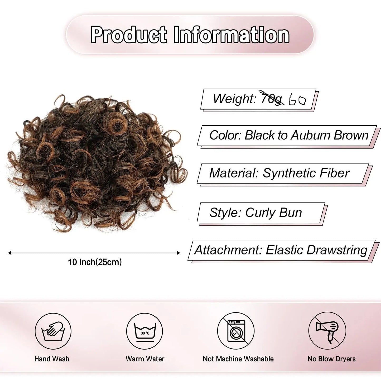Brown Large Thick Updo Messy Curly Hair Bun