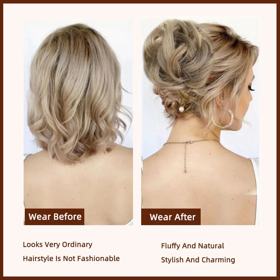 Black Messy Bun Hair Piece Wavy