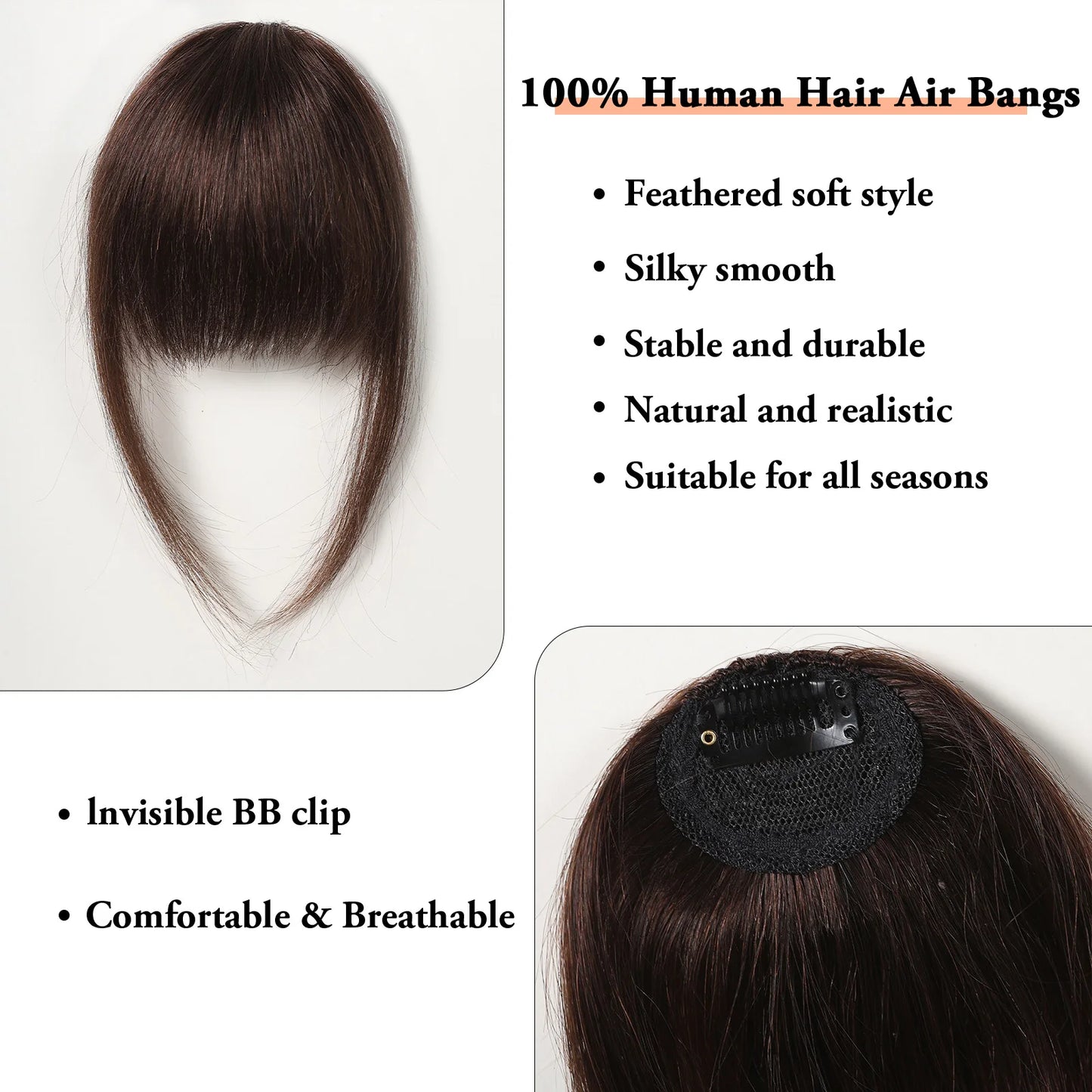 Mocha Brown Human Hair Bangs