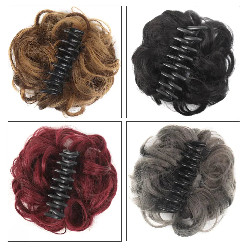 Auburn Messy Bun Hair Piece Wavy