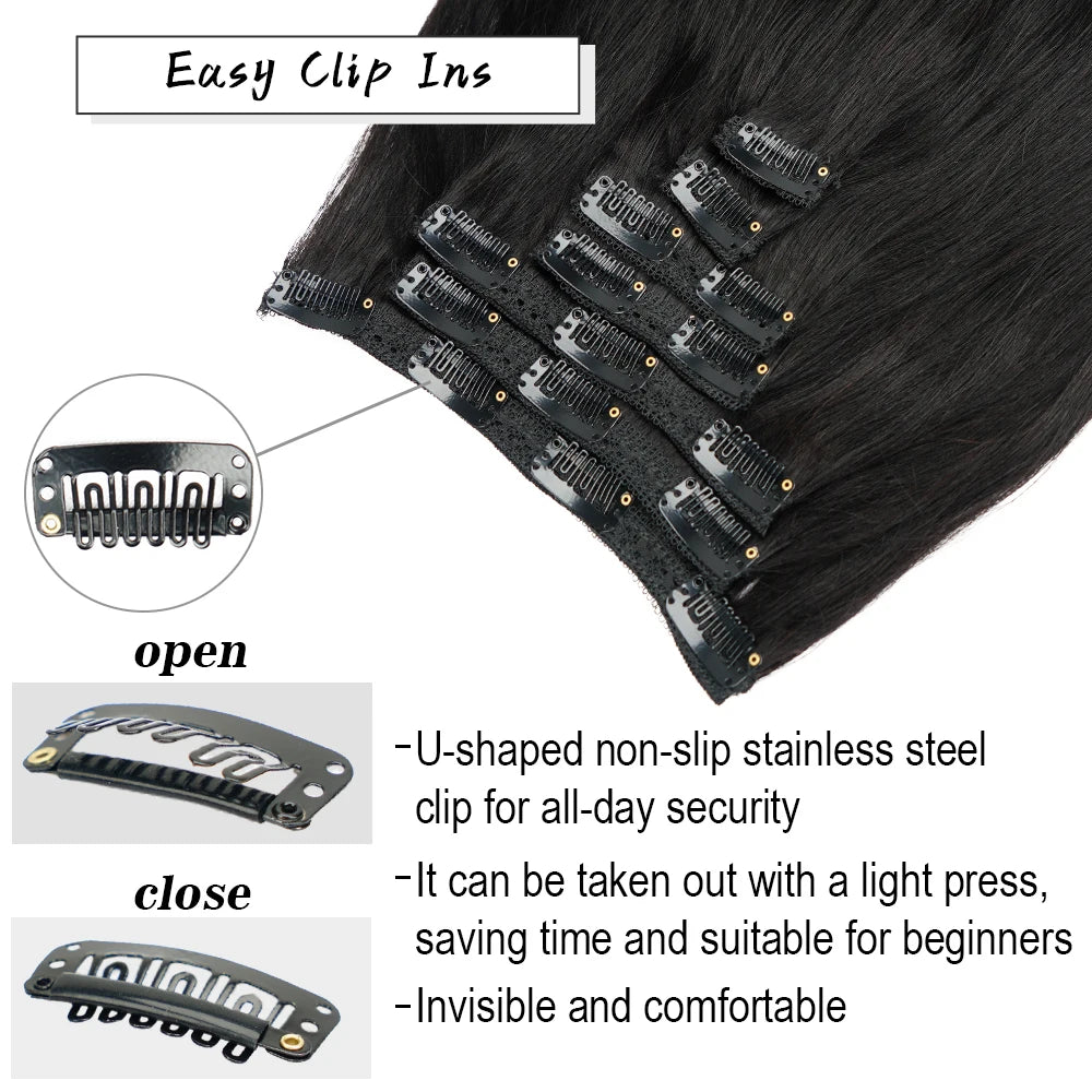 Brazilian Remy Straight Clip In Human Hair Extensions