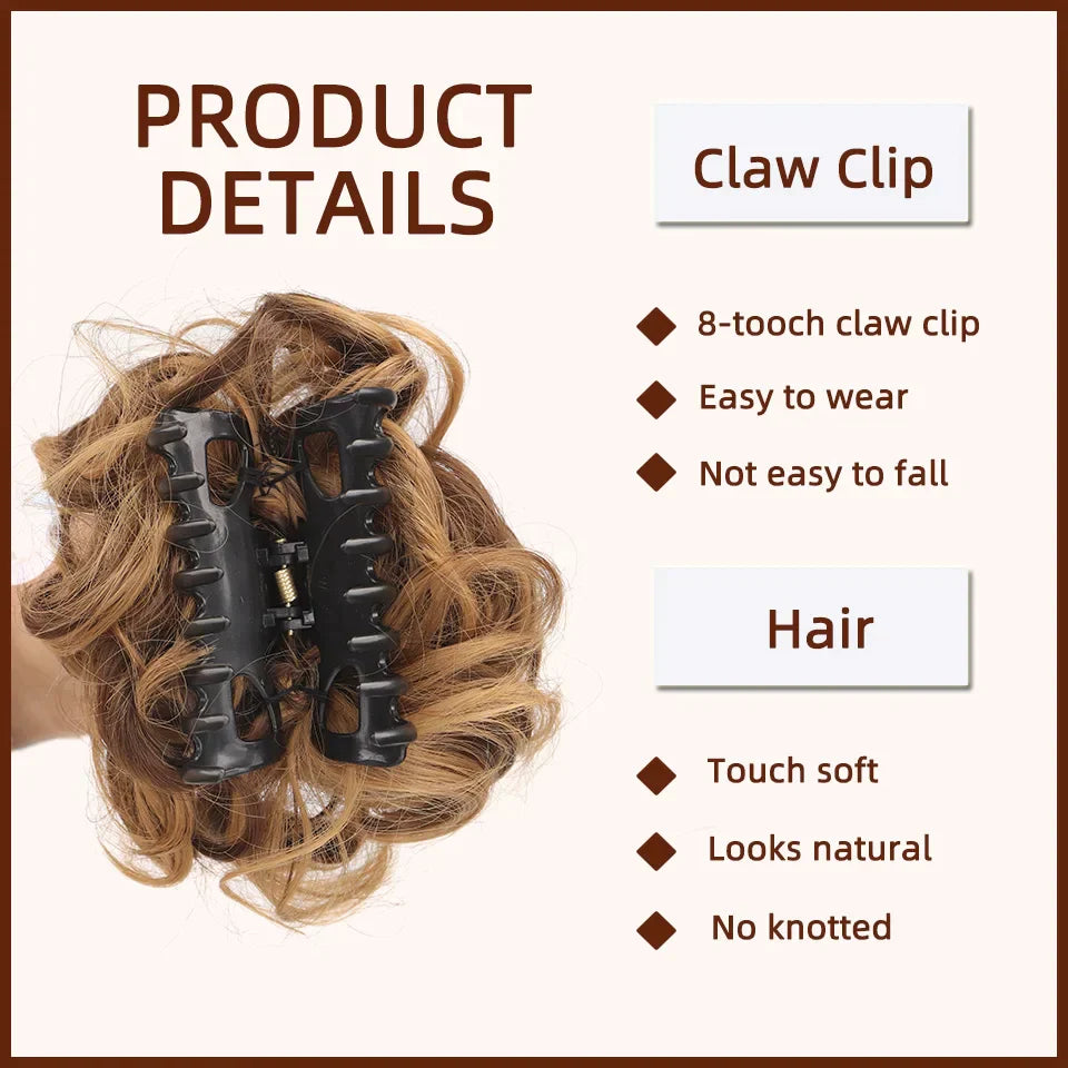 Black Messy Bun Hair Piece Wavy