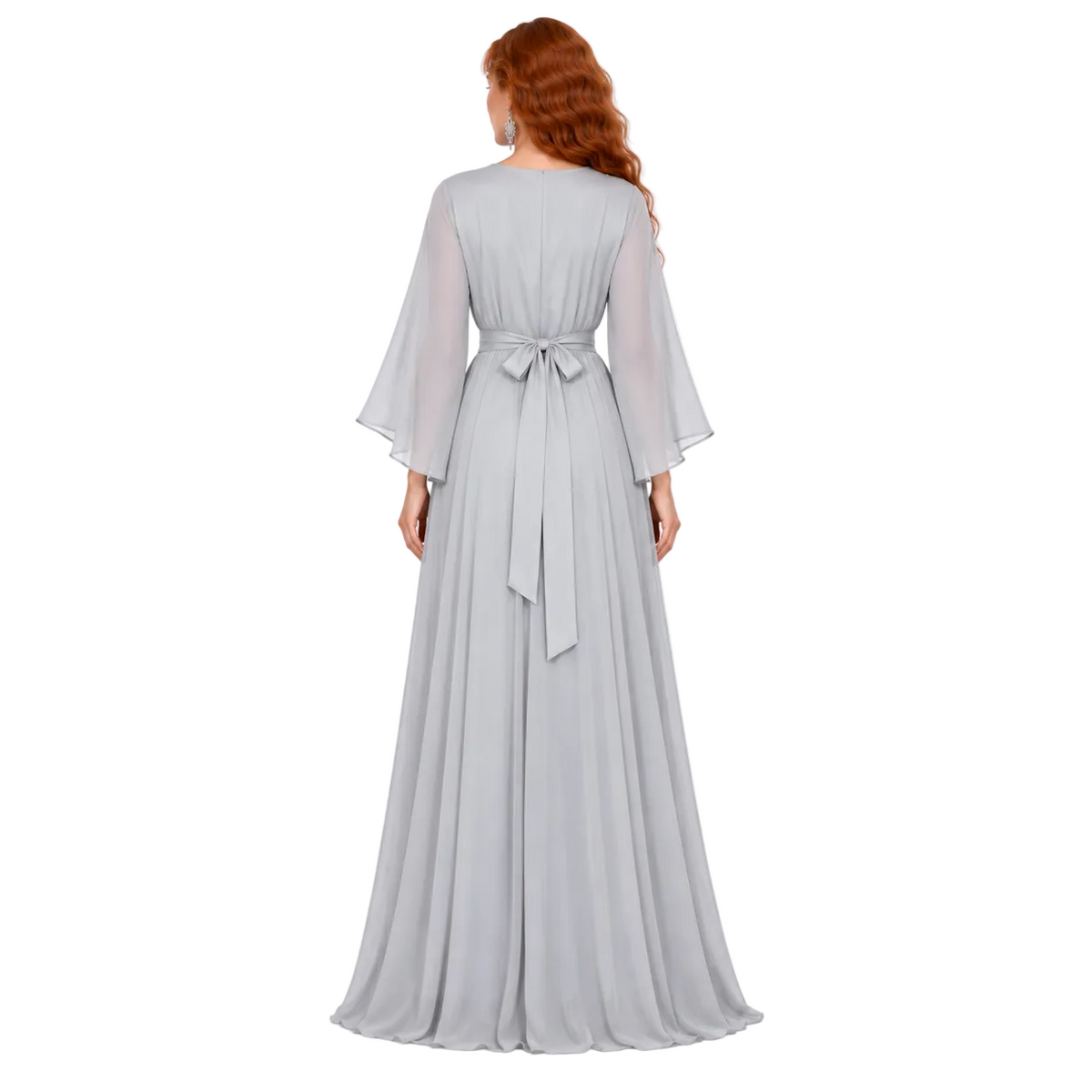 Elegant Silver Grey Embellished Kaftan Lebaran