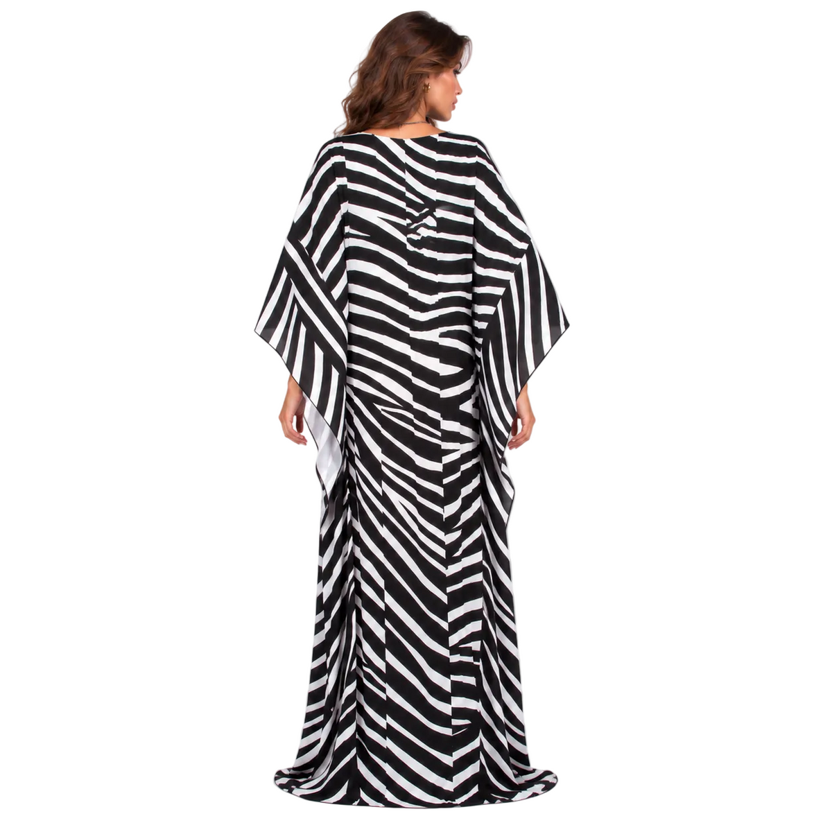 Black White Zebra Elegant Kaftan Dress