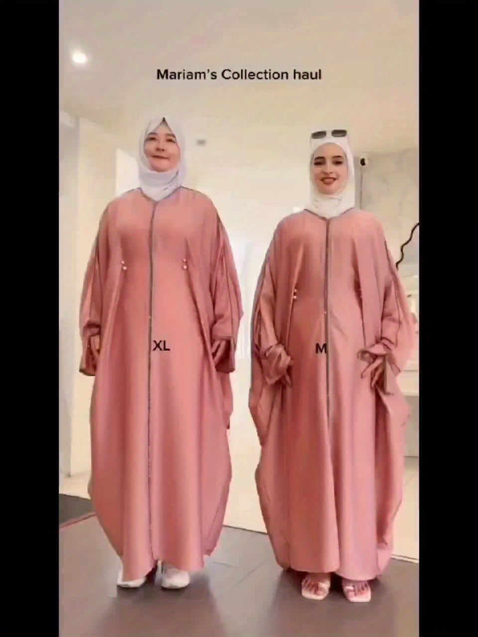 Batwing Emirati Abaya with Matching Hijab | Batwing Sleeve Abaya – Elegant Middle Eastern Arab, Islamic Style Shawl Robe Dress for Women, Long Skirt, Ramadan Prayer Outfit