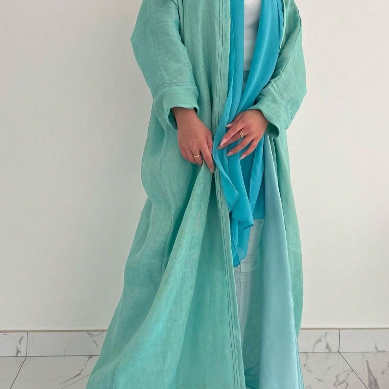 1pc Middle Eastern Women's Elegant Long Sleeve Arabic Abaya - Loose Fit H-Line Long Robe with Solid Color, Hand Wash/Dry Clean, All-Season Traditional Attire, Modest Fashion | Flowing Garment