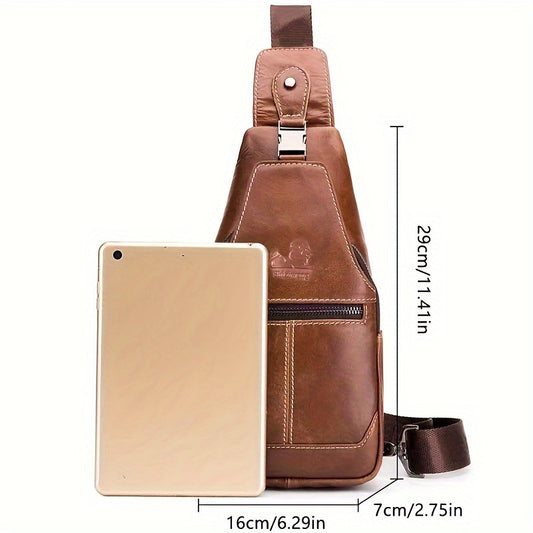 [New Leather Chest Bag 2025 New Large Capacity Pure Leather Men's Chest Bag | First Layer Cowhide Crossbody Bag