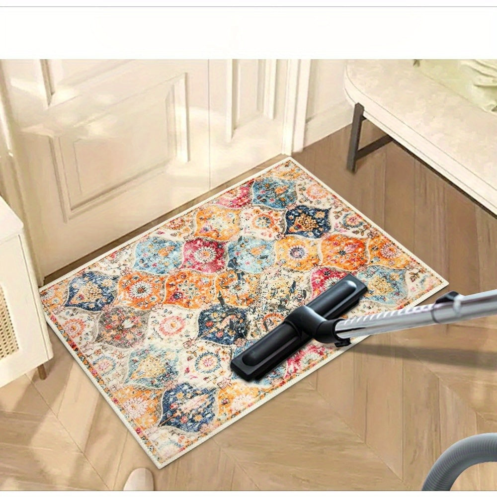 Colorful Retro Distressed Non-Slip Door Carpet, Rugs – Washable, Absorbent Indoor Mat for Entryway, Living Room, Kitchen, Bathroom, Laundry Room, Patio