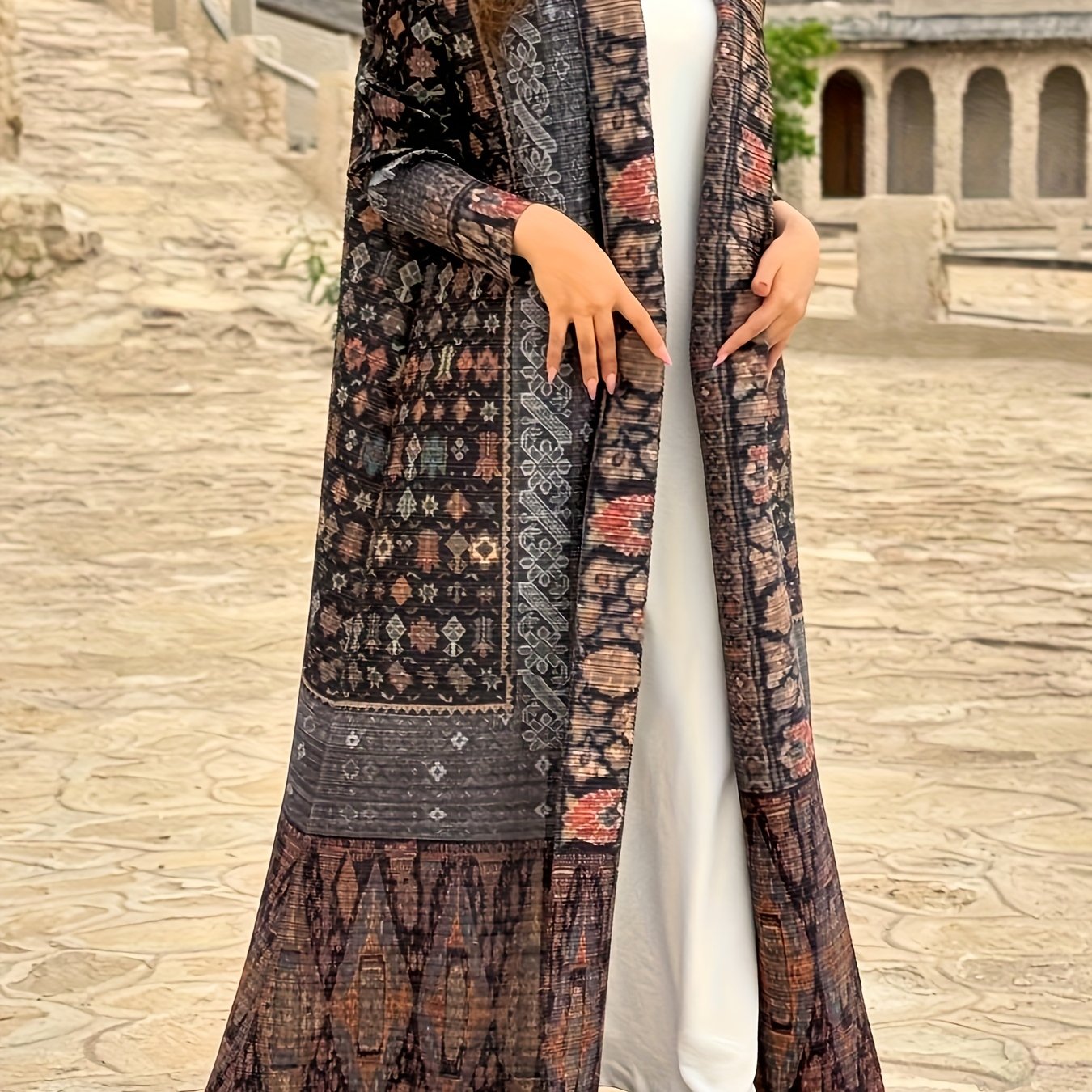 Women's Islamic Arabic Abaya - Elegant Middle Eastern Long Coat Cape, Machine Washable Islamic Dress in Black/Red/Brown/Gray/Beige/White/, for Eid, Hajj, Ramadan - Modest Muslim Clothing