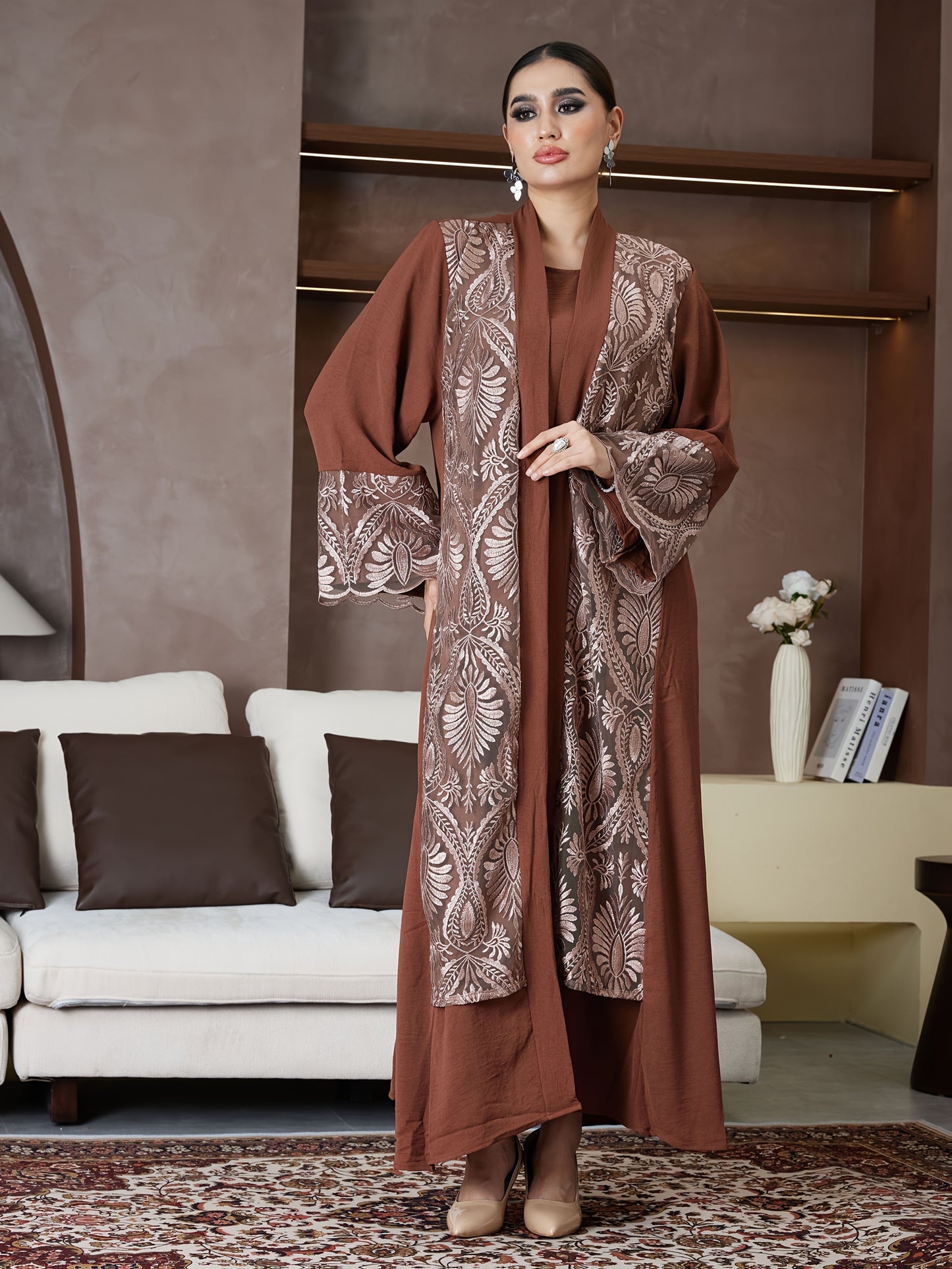 New Abaya for Ramadan, Middle Eastern Arabic Robe, Saudi Arabia, Turkish Muslim Women'S Floral Dress with Comfortable Breathable Fabric, High-End Fashion Paisley Pattern