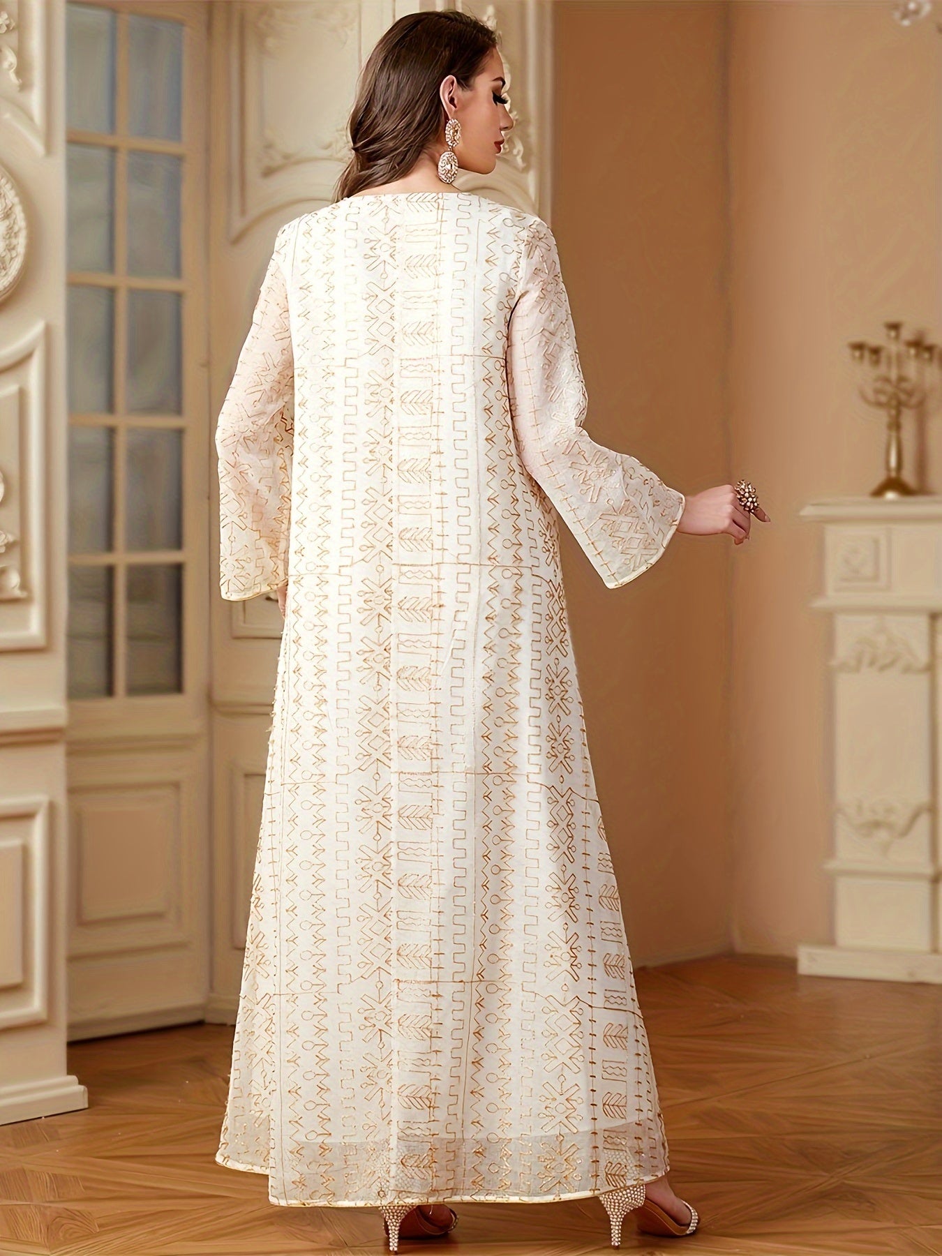 Muslim Sequin Patchwork Dress Women's Jalabiya Ramadan Morocco Dubai Mesh Fashion Kebaya Loose Kaftan Abaya