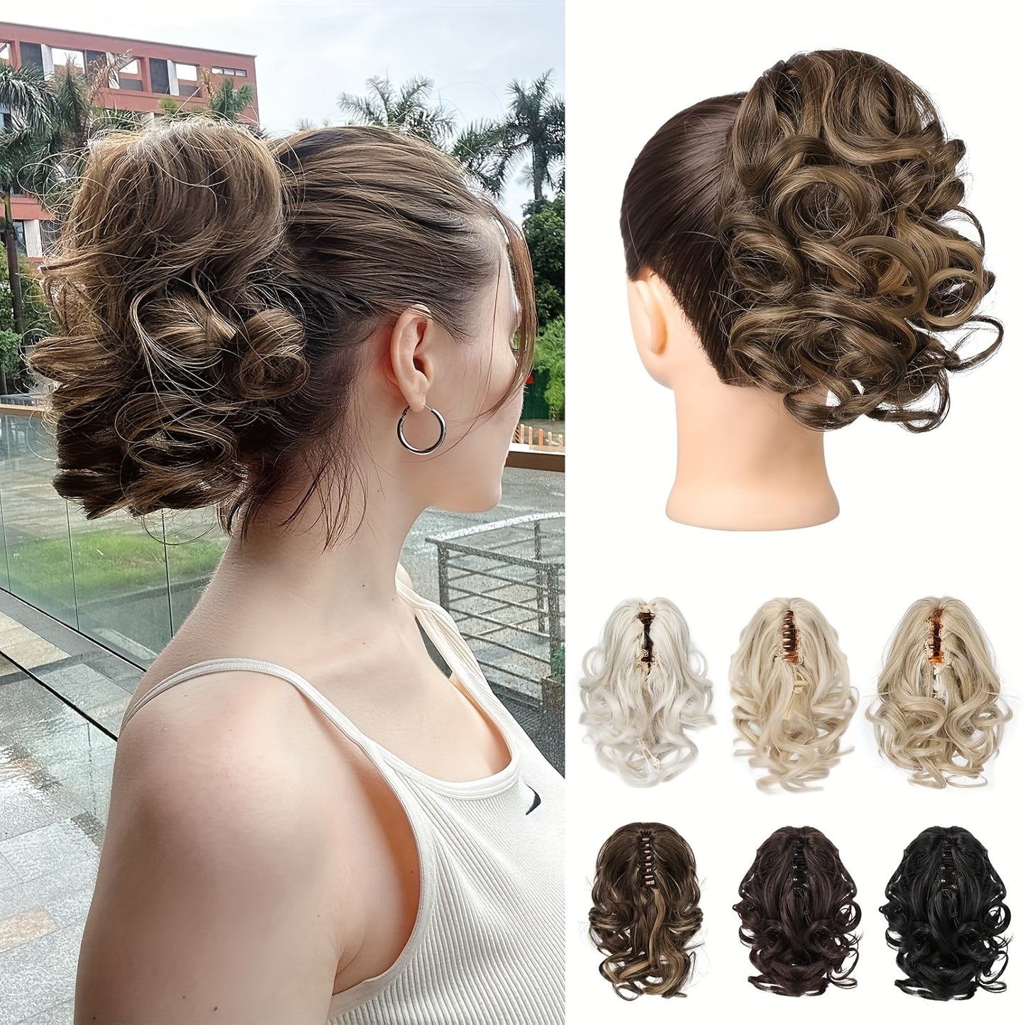 8 Inch Wavy Clip-In Ponytail | Jumbo Claw Clip Synthetic Hair Extensions for Women