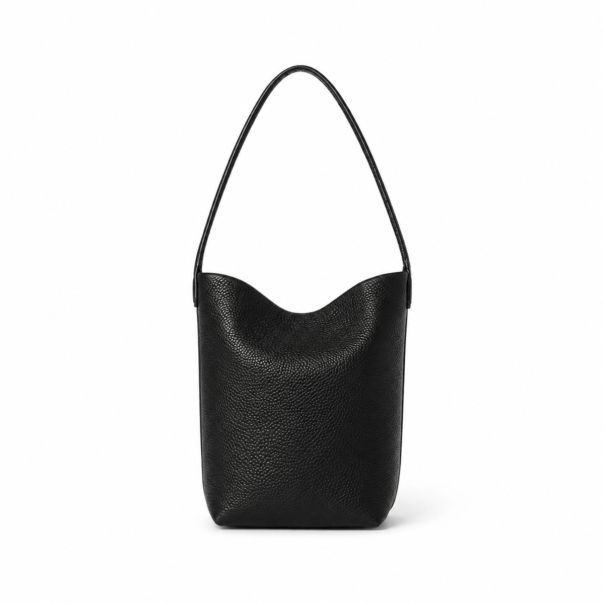 XL Black Pebbled Leather Shoulder Hobo Bag