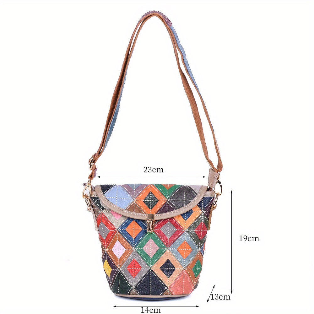 New Genuine Leather Women's bag with cowhide colored casual bag cover for Women's one-shoulder crossbody fashionable small square bag