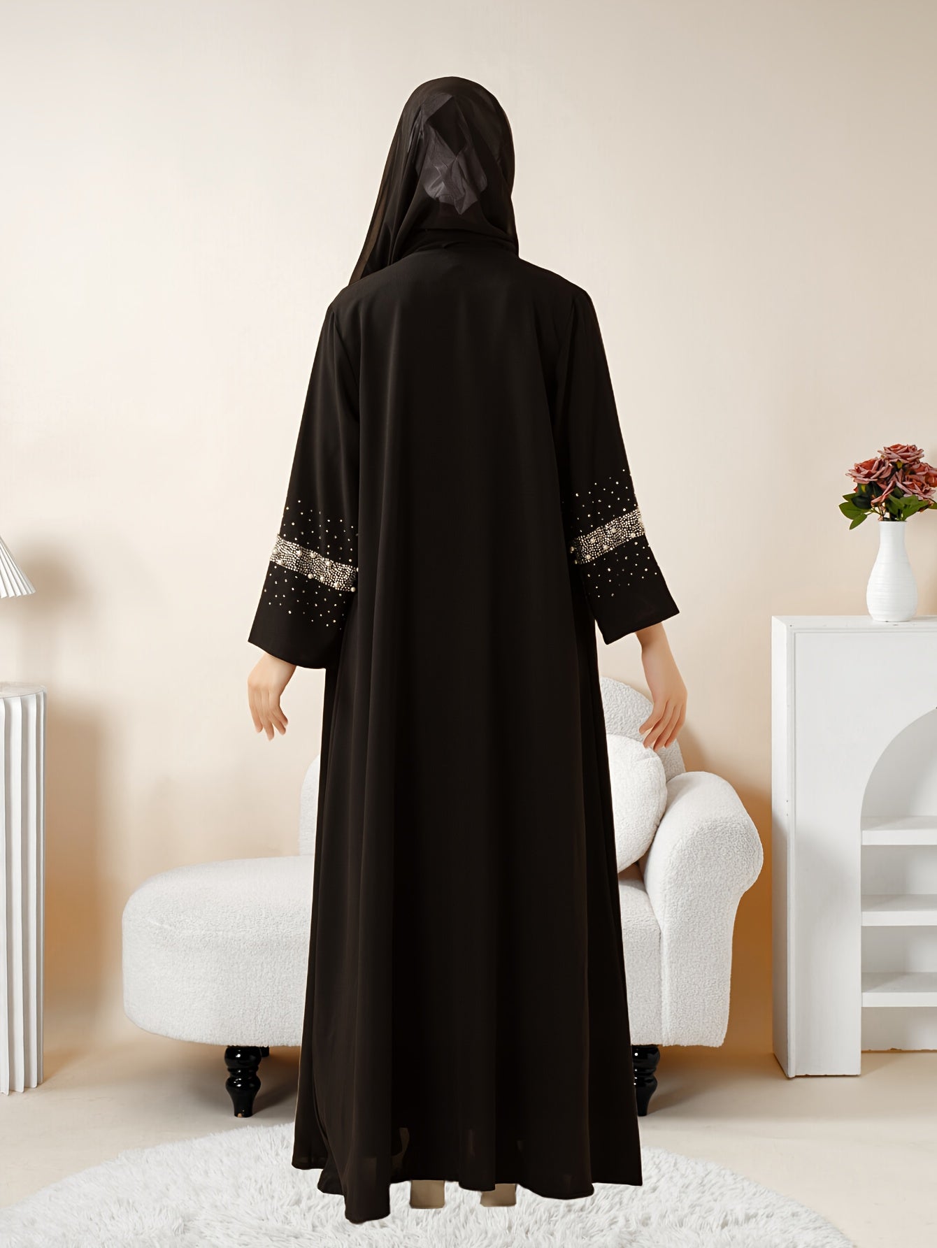 1pc Muslim Eid Al-Adha Long Scarf Arabic Abaya Set, Two-Piece Islamic Women's Ramadan Eid Prayer Dress, Holy Commemoration Robe, Global Spring Summer Comfortable Covering Outfit