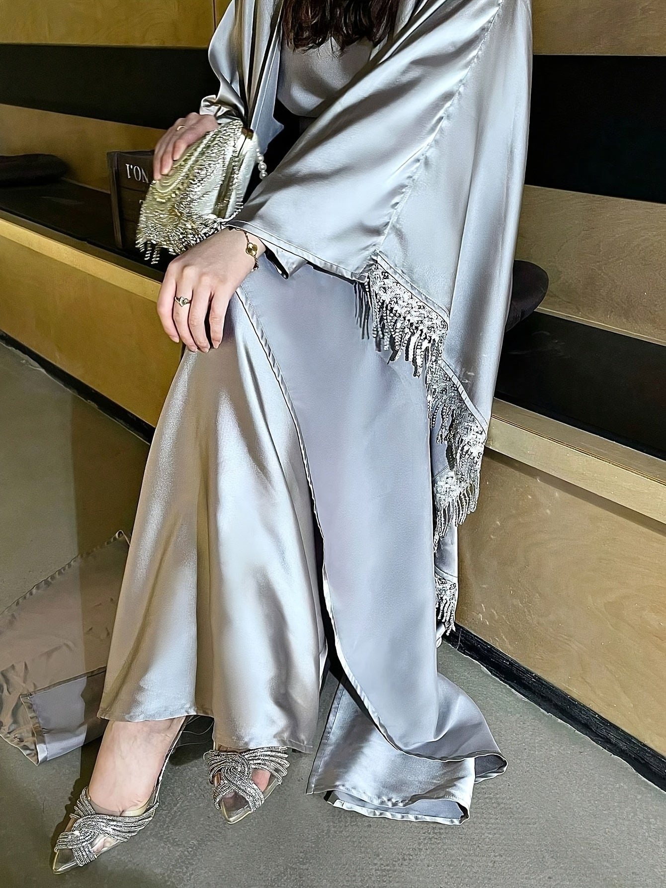 2pcs Women's Fashion Abaya Dress and Cardigan Set with Belt, Suitable for Daily Wear, Parties, and Events