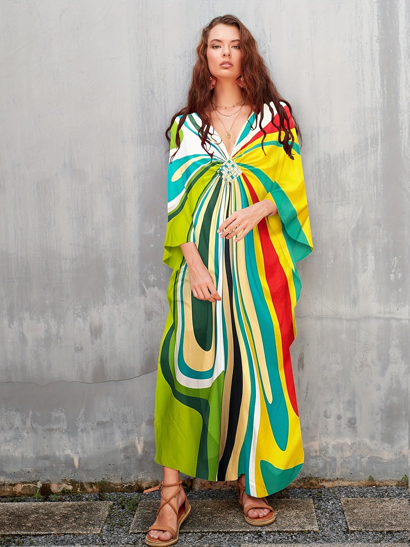 Plus Size Kaftan Dresses Long Swimsuit Coverup for Women Caftans Loungewear Casual Fall Dress