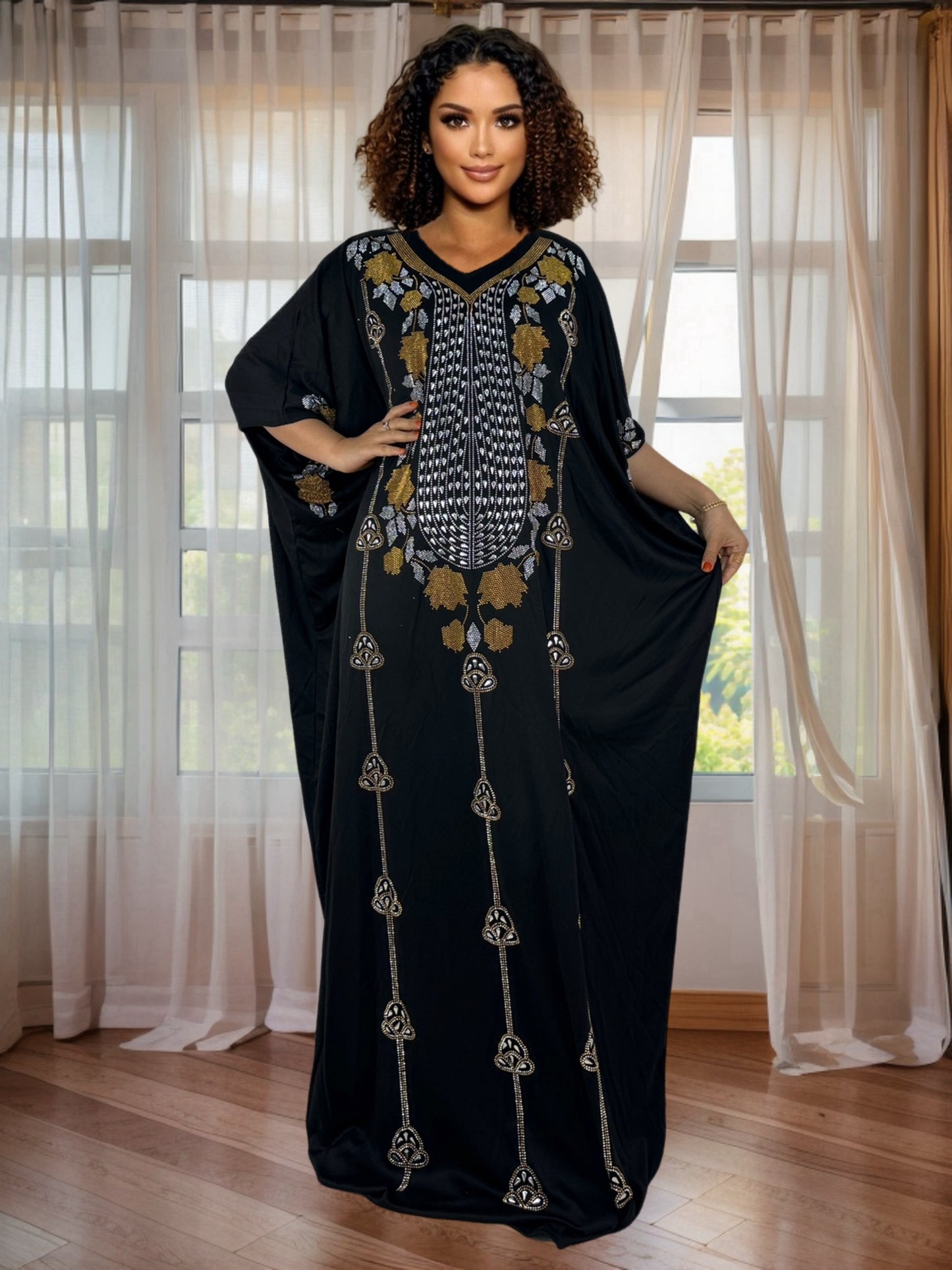 Plus Size, Women's Turkish Abaya Long Kaftan - Elegant Islamic Gown with Voluminous flowy design, Non-Transparent Full Coverage Dress for Everyday & Special Occasions