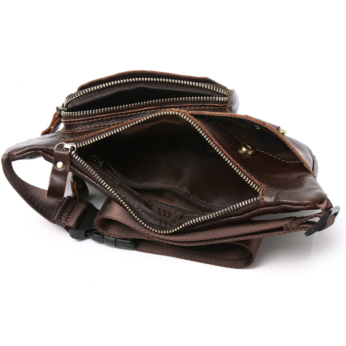 Genuine Leather Belt Bag Fanny Pack For Men Women Hip Bum Bag Belt Slim Cell Phone Purse Wallet Crossbody Sling Pouch Brown
