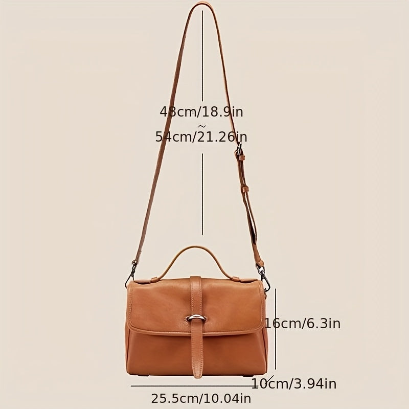 Genuine Leather Satchel Postman Cow Genuine Leather Vintage Postman Bag Women's Commuting Single Shoulder Crossbody Bag Niche Bag